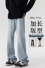 春季加长牛仔裤男高个子188cm110水洗复古渐变拼接裤子KZ014P63，男装牛仔裤，电商B312