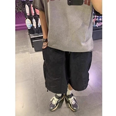 美式高街七分裤男款夏季冰丝速干工装裤宽松休闲运动阔腿伞兵裤子，男装休闲裤，星座506A