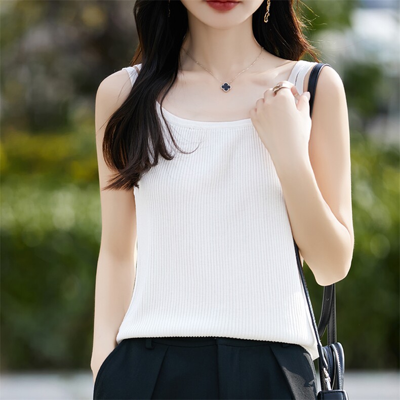 夏季莱赛尔天丝针织吊带背心女双肩薄款宽松显瘦内搭美背打底上衣,女装背心吊带,斯美雅安迪绒