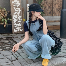牛仔背带裤夏季薄款女韩版宽松高级感2025新款可盐可甜炸街连体裤，女装套装/套裙，2C210