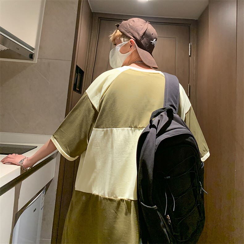 新款条纹拼色休闲短袖T恤欧美潮牌流行FC237-P32,男装T恤,星座1109-3