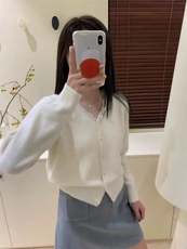 2025年春季时尚潮流甜美开衫，女装针织衫/毛衣，百纯羊绒