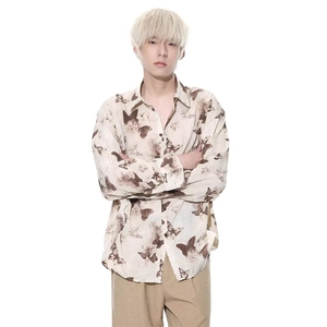 1506/Q30170/P37春秋扎染复古长袖花衬衫宽松坠垂感衬衣图片