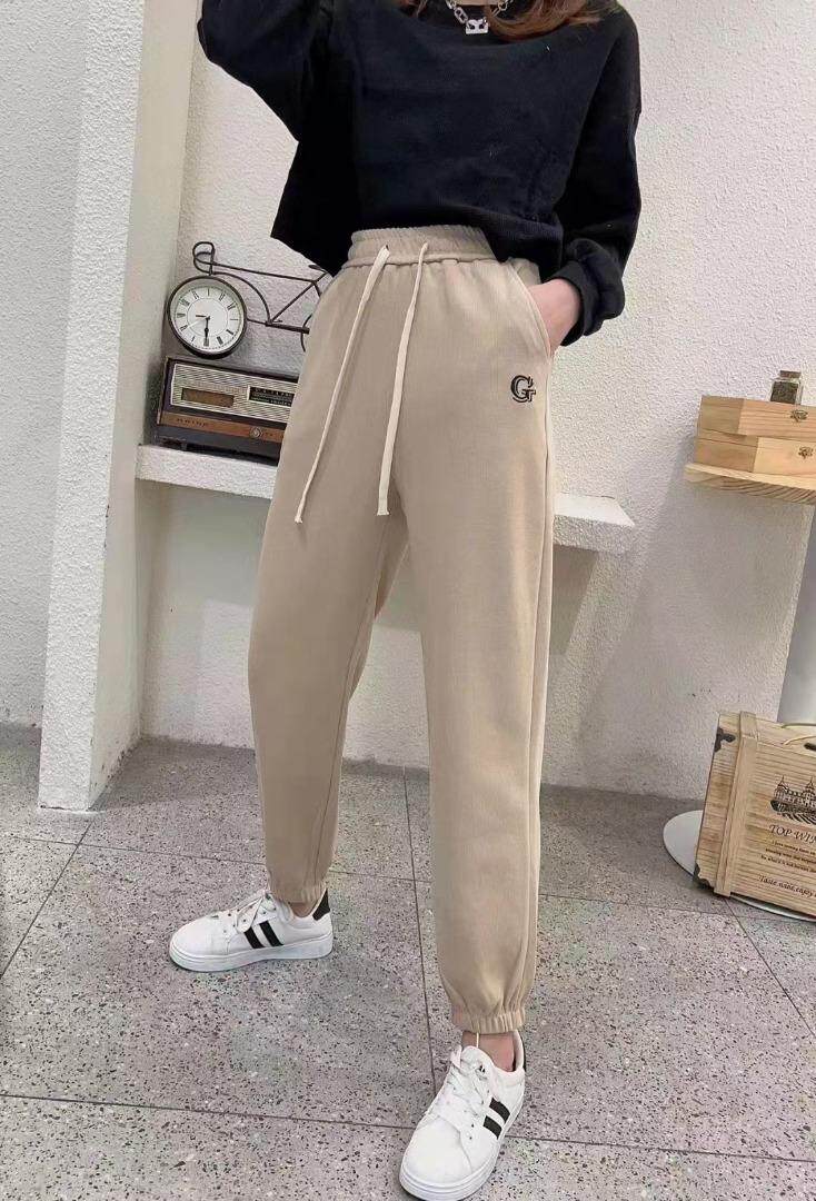 2022春新款高品质刺绣卫裤，女装休闲裤，简 影