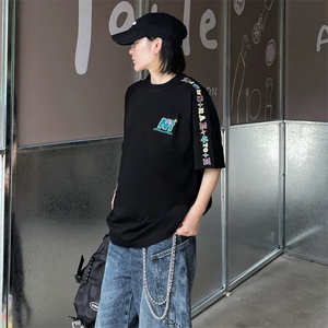 解构设计万针全刺绣工艺280克重磅高品质美式高街短袖T恤特33图片