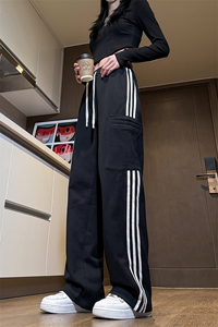 卫裤宽松休闲裤C5392-TP65控价88 春季新款2024 中性风条纹裤子男图片