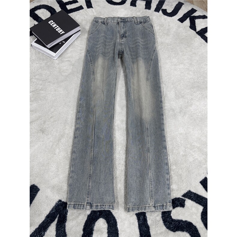 B221美式ins高街修身斜切微喇牛仔裤LK25574-特P40控68,男装牛仔裤,电商B221