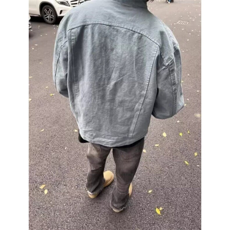 DJK7703-P70美式水洗工装夹克男士冰川蓝简约外套高街廓形上衣,男装夹克,星座603-2