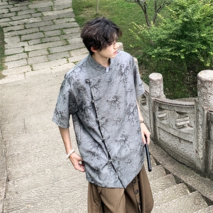 现货2025新中式风新款竹叶提花短袖上衣CS35-P65控88图片