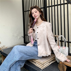 【】春季新款新中式木耳边短外套2C057-8201-P160-K258，女装短外套，2C057