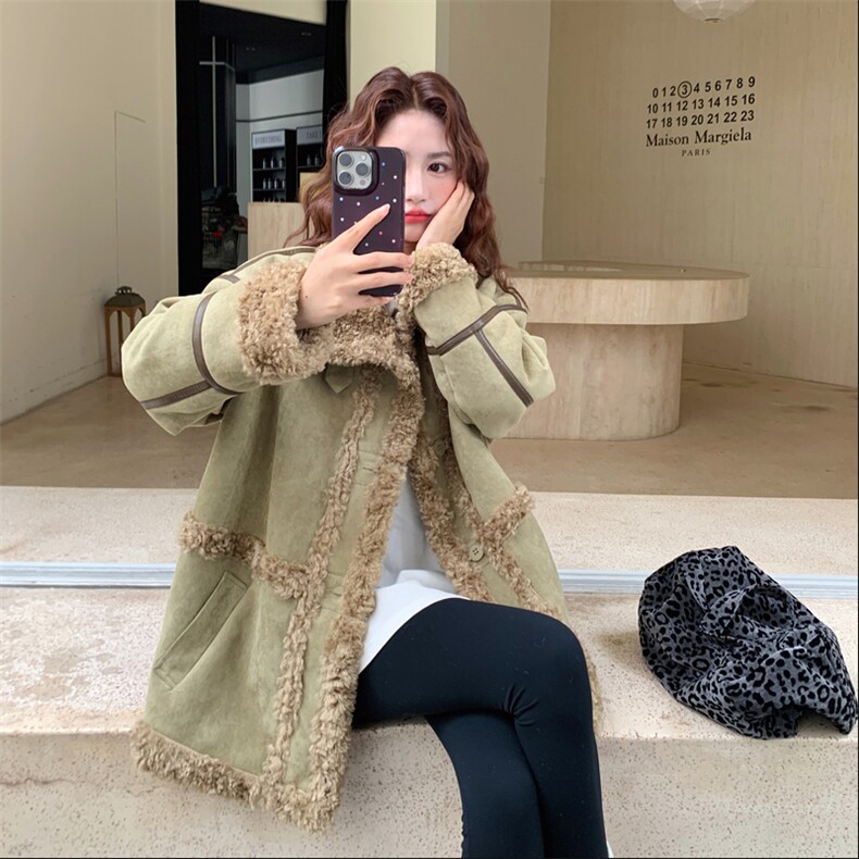 新款绿色皮毛一体外套2C110-H9808-P215-K318,女装皮草,2C110