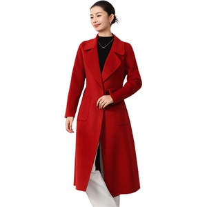 时尚百搭羊毛女士双面呢大衣优雅显瘦长款外套单品图片