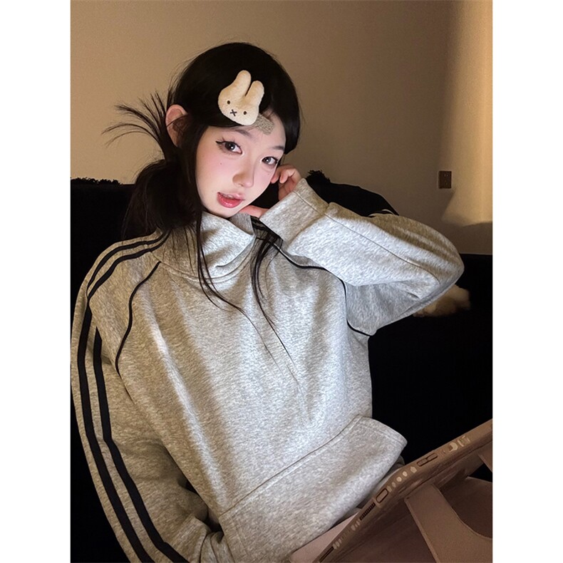 抖音得物高品质二开25秋冬美式高街重磅结构织带高领立领卫衣W66，男装卫衣，电商A486-1