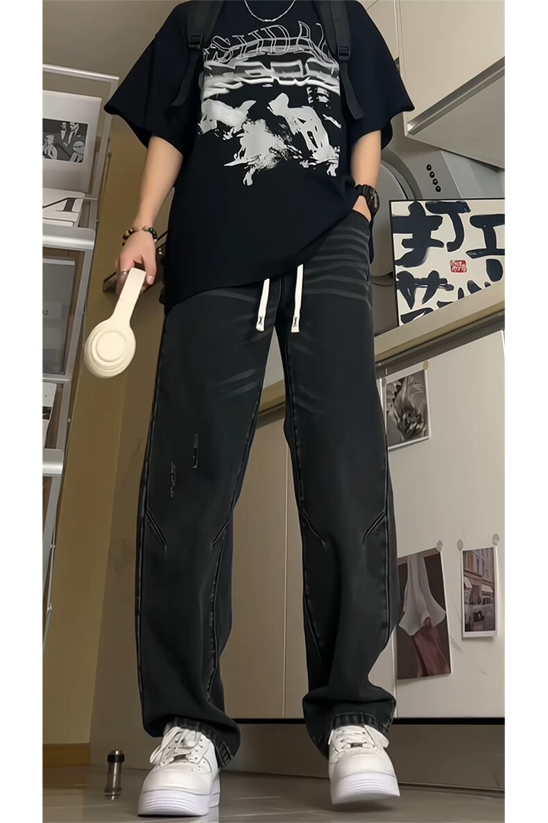 高品质美式复古做旧水洗微喇叭显瘦牛仔裤A438特P50,男装牛仔裤,电商A309