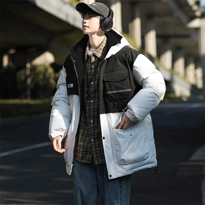 冬上新加棉加厚潮牌棉服拼色连帽棉衣外套男女 8323-P125控价168图片