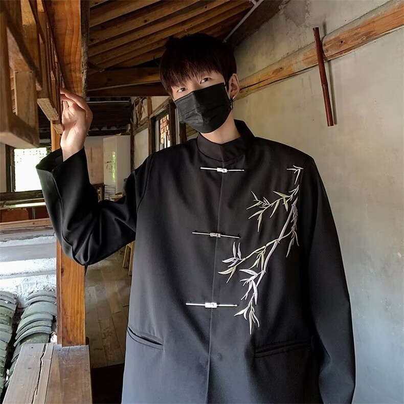 新中式风中山装男立领盘扣西装外套休闲宽松西服套装A68/P62,男装西服,星座506