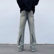 B221美式ins高街小众个性男女破洞牛仔裤LK23001-P65控88，男装牛仔裤，电商B221