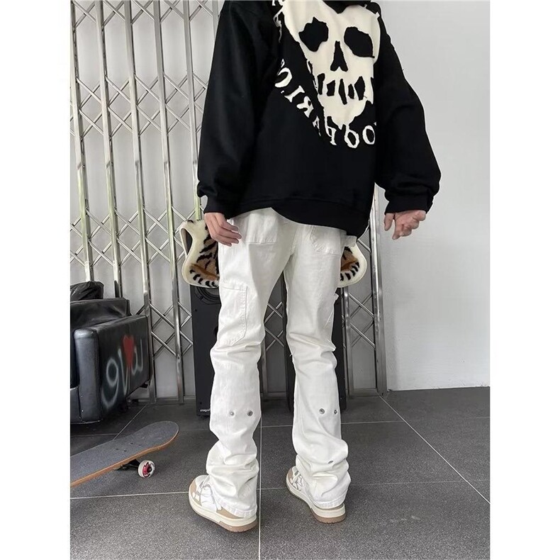1506/QK9550/P46美式高街vibe风纯色宽松显瘦微喇叭直筒休闲长裤，男装休闲裤，星座1506