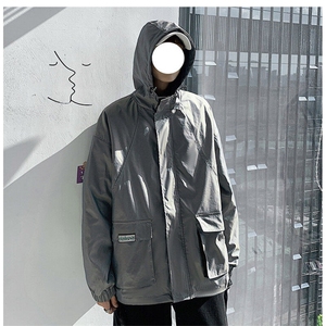 港风冲锋衣男潮牌外套男防风户外旅游服工装夹克男7210P75控108图片