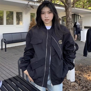美式高街铁标设计感飞行服夹克外套男女棒球服上衣情侣装JK3316图片