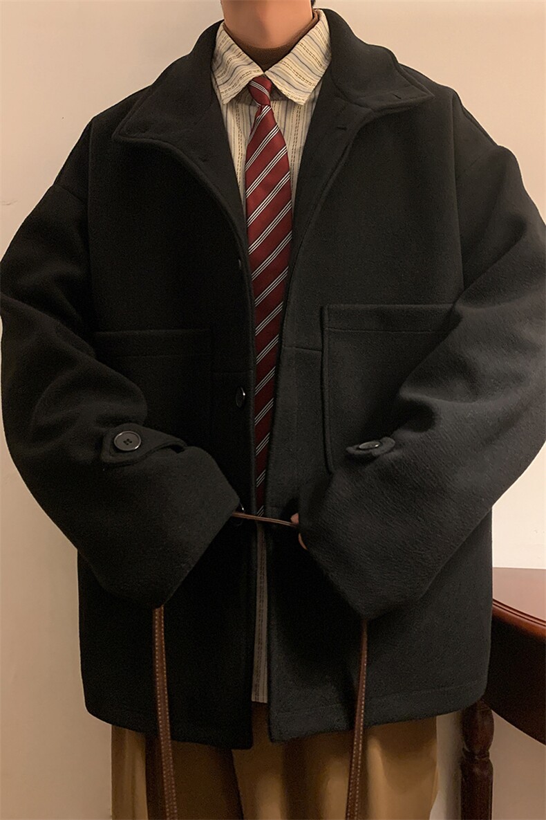 N8181/P90秋冬新款毛呢大衣男装呢料外套oversize工装毛呢夹克,男装毛呢大衣,电商A141