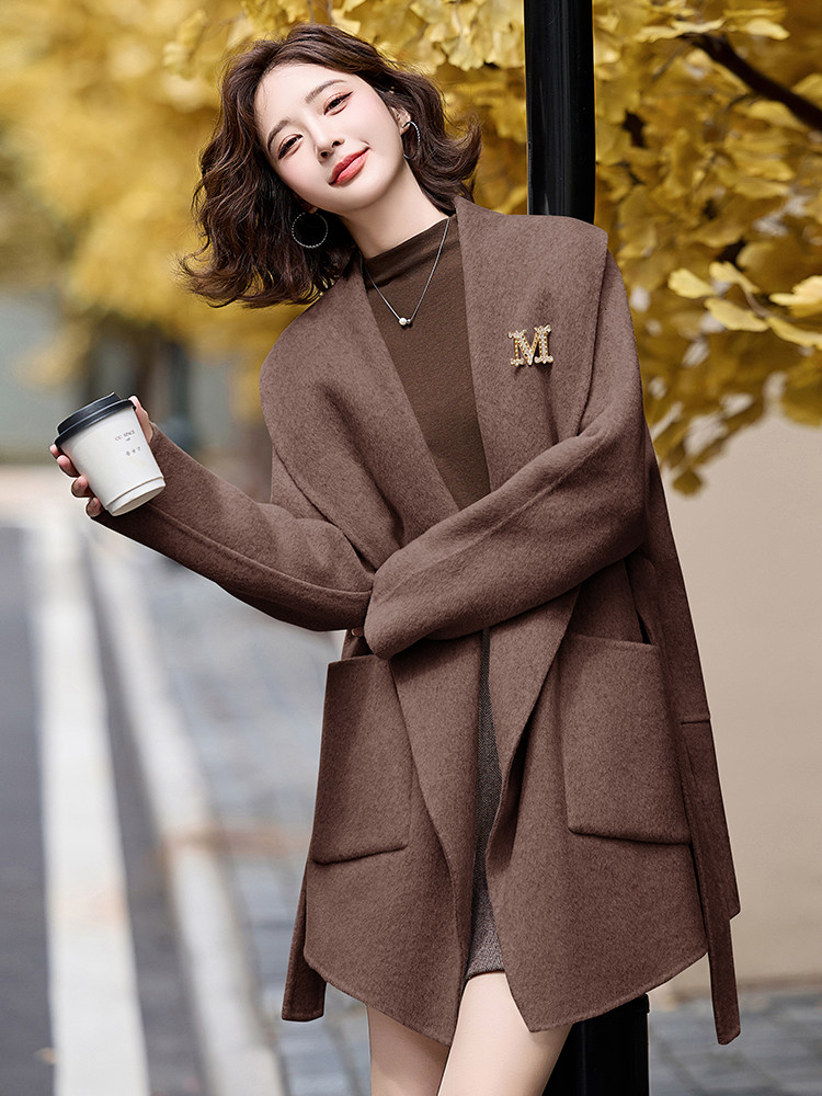现货主推款2026早春双面羊毛呢大衣不规则气质女羊毛外套,女装毛呢外套,丝露怡语