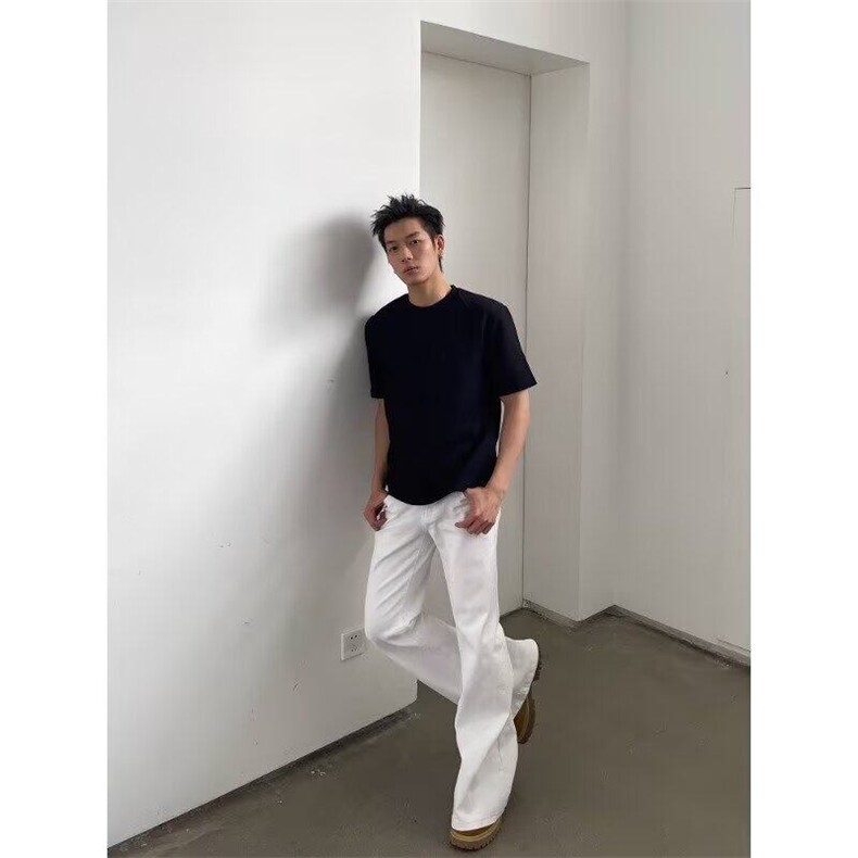 美式小领口正肩潮牌男装短袖T恤常规款常规夏季透气宽松型不连帽,男装T恤,星座506A