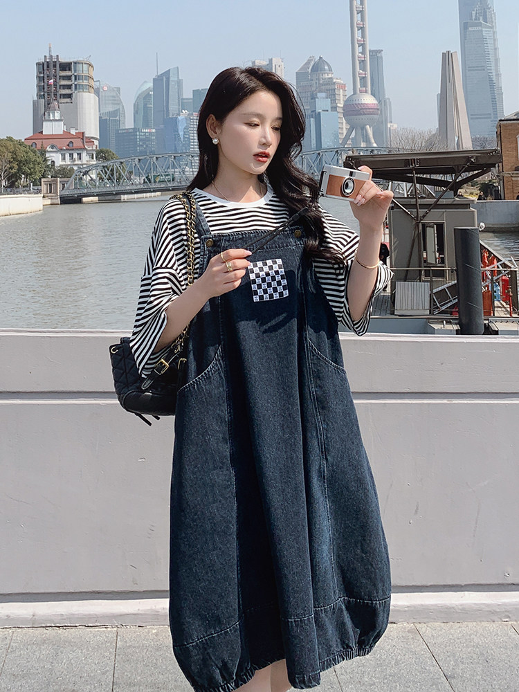 春现减龄简约花苞裙牛仔灯笼裙套装B190-F8707-P105-K158-T40-k1,女装套装/套裙,2B190