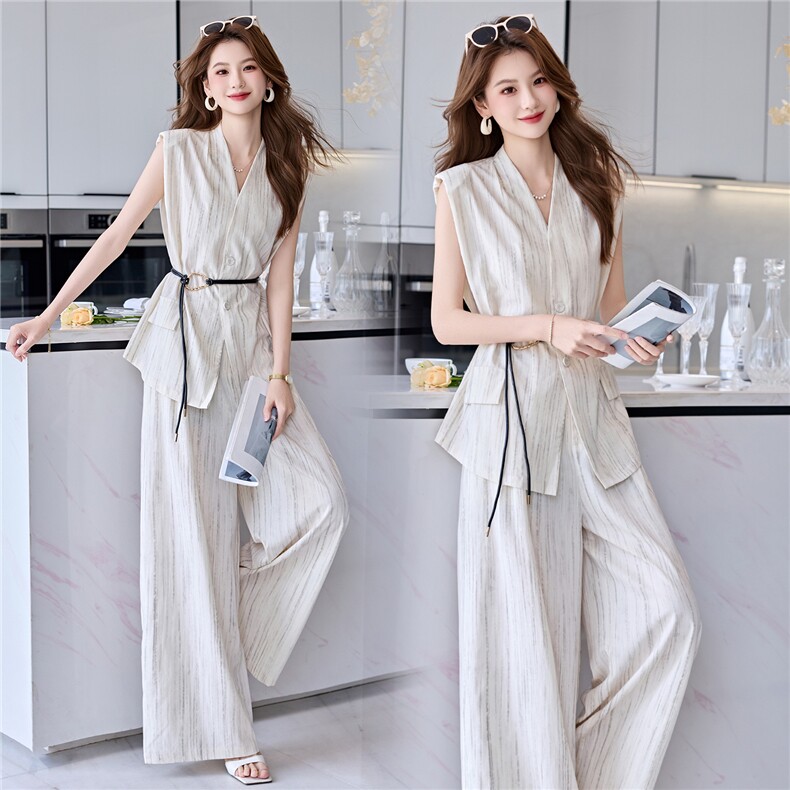 轻熟风通勤气质套装女2026夏季薄款无袖西装马甲上衣阔腿裤两件套，女装套装/套裙，火爆靓佳人