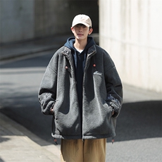 中性风立领羊羔绒棉服冬季cityboy加厚棉衣男女同款M8866-P100，男装棉衣，星座717