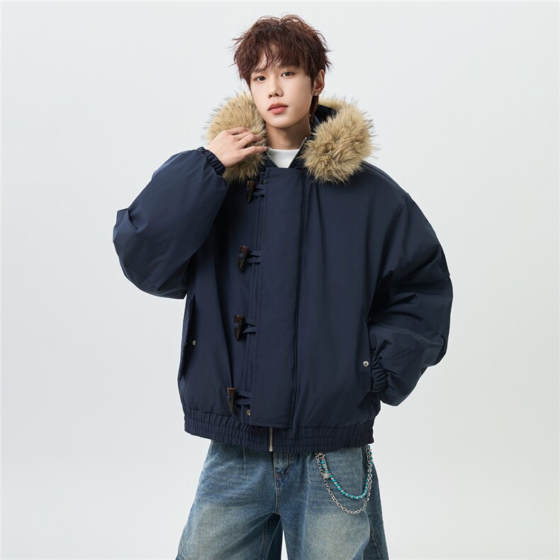（手塞棉）冬季毛领加厚棉服牛角扣连帽上衣MF002-P130-控239,男装棉衣,星座216(原A116)