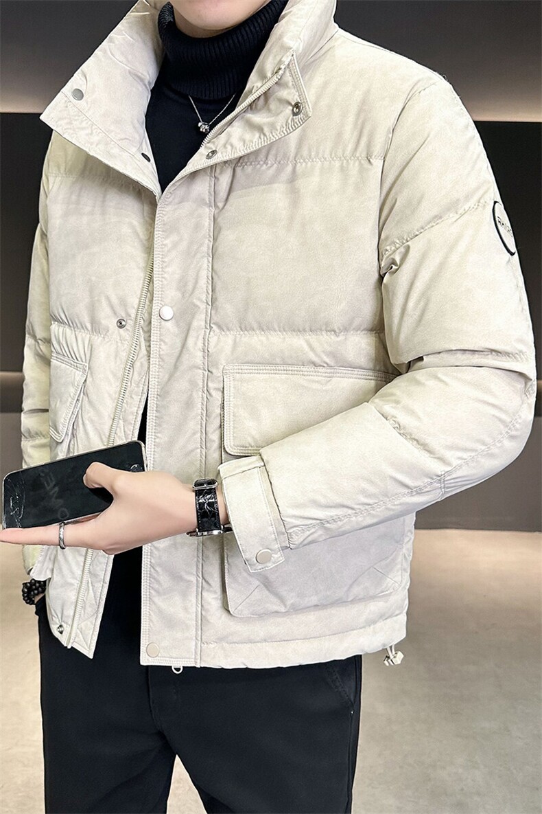 皮羽绒服男2024新款立领短款帅气冬季外套B240-YR69010-P215,男装羽绒服,电商B240