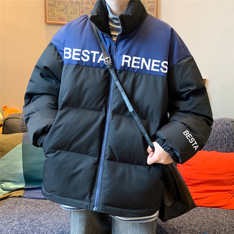 冬宽松加棉撞色简约字母北面棉衣棉服外套MY6253特价P85控138图片