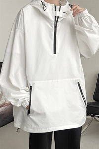 JK8010/P55春装新款现货中性风冲锋衣男女宽松套头夹克个性外套男图片