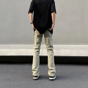 美式破洞牛仔裤高街潮牌男款2024新款夏季宽松设计感男生裤子图片