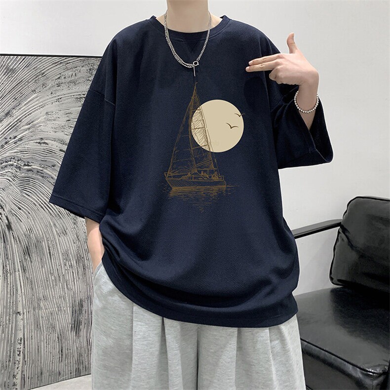 冰丝七分袖t恤男大码五分袖男短袖男中袖Q11409-P30,男装T恤,电商A040
