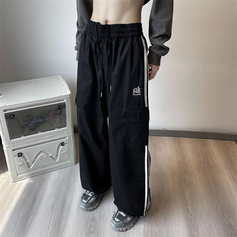 休闲裤男韩版潮流拼色美式帅2023秋冬季新款ins宽松长裤K4567-P39,男装休闲裤,星座412-3