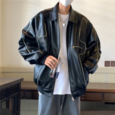 2026秋装新款美式翻领机车服皮夹克潮宽松外套D216P108男类，男装夹克，电商A335-1（原A458）