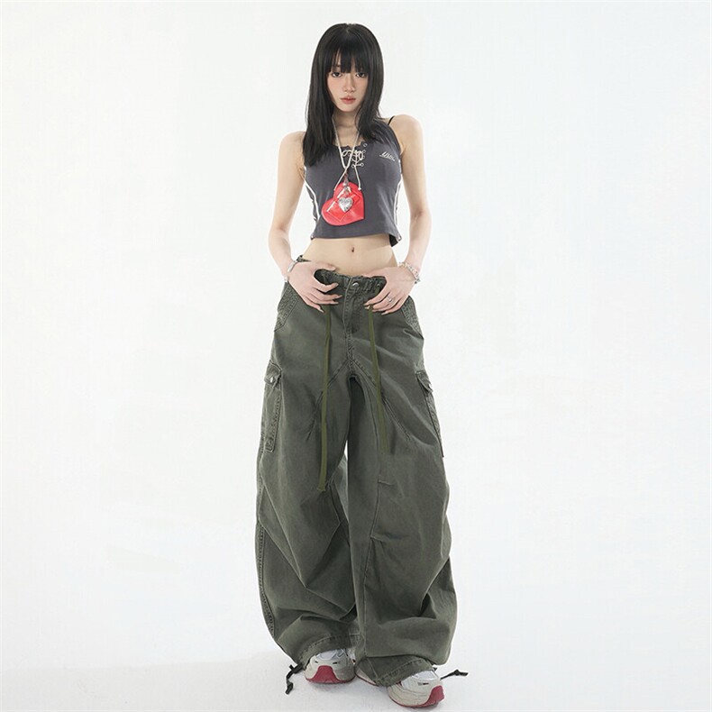 美式复古水洗牛仔工装裤女新款宽松美式户外休闲阔腿裤YD9002-P75,男装牛仔裤,星座509