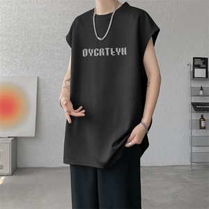 短袖背心男夏季新款港风宽松鹿皮绒圆领套头大码坎肩T9933-P19,男装背心/马甲,星座214-3