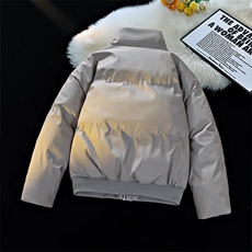 现货5W件冬季三防重磅硬挺boxy短款羽绒立领PU皮棉衣外套加厚棉服，男装棉衣，电商A486