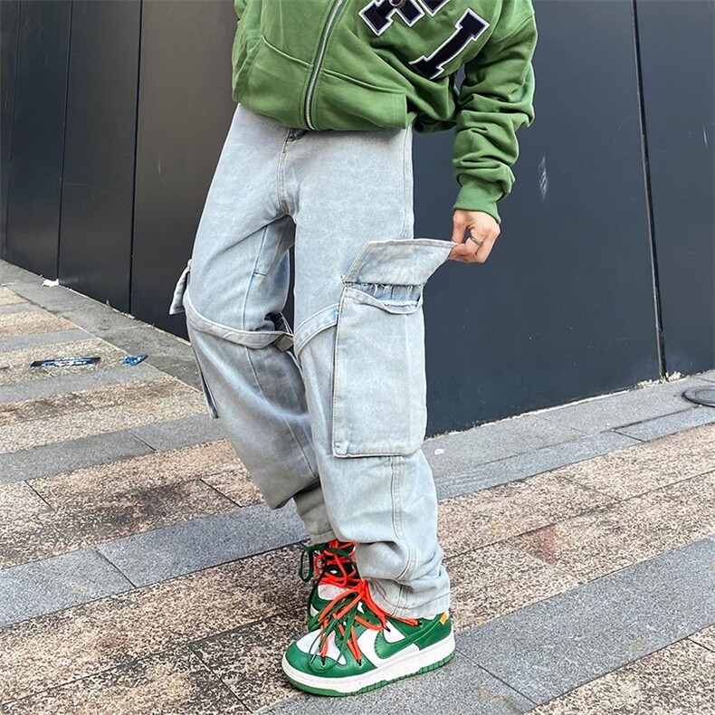 高街直筒宽松美式hiphop裤子复古水洗浅色vibe风牛仔裤K3792-P55,男装牛仔裤,星座512-3