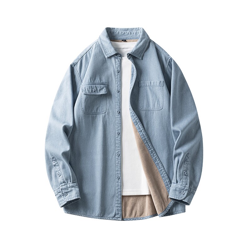 25年春季加绒加厚衬衫长袖大码宽松落肩现货DS-C323-1-JR-N85-P68，男装衬衫，电商C323-1