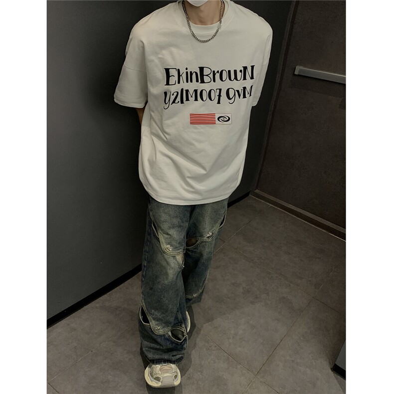 港风字母印花大码短袖T恤男DT77774P18块特价控38：供抖音视频,男装T恤,星座227-7