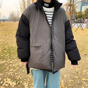 港风两面穿情侣款棉衣冬款潮宽松棉服加厚外套立领面包服M03图片