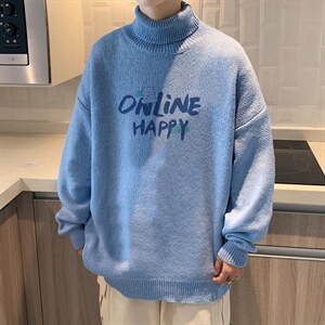 ！2023秋冬新款男士潮流高领毛衣百搭潮流针织衫上衣M718P55图片