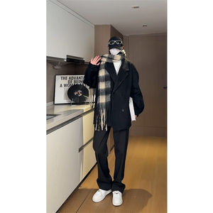羊驼绒双排扣加绒加厚毛呢大衣504-F57-P90控128（加绒P100控148图片