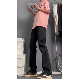 现货抖音品质黑色弹力修身直筒牛仔裤 量大价格还可谈!图片