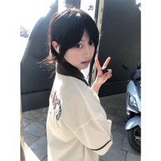 H0798-P40学院风polo衫半拉链宽松情侣短袖翻领T恤，女装T恤，星座617A-2