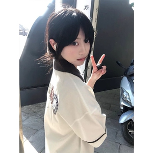 H0798-P40学院风polo衫半拉链宽松情侣短袖翻领T恤图片